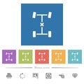 Central differential lock flat white icons in square backgrounds