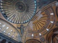 central dome of Hagia Sophia converted into a mosque, painting ceilings and vault in Santa Sofia, orange and blue , Istanbul, Royalty Free Stock Photo