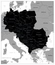 Central Europe Black Map