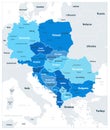 Central Europe Map In Colors Of Blue