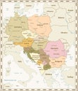 Central Europe Map Retro Colors