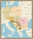 Central Europe Map Vintage Colors Royalty Free Stock Photo