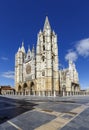 Central facade, tower and rose window of the cathedral of Leon