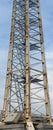 Central fragment of a rusty construction crane