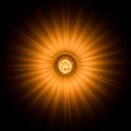 With a central geometric pattern emits warm golden orange light Royalty Free Stock Photo