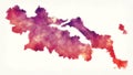 Central Greece region watercolor map of Greece in front of a white background Royalty Free Stock Photo