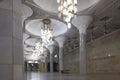 Central hall of Mustaqillik Maydoni metro station in Chilonzor line, Tashkent. Interior view.