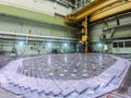 Central hall of the nuclear reactor, reactor lid, maintenance and replacement of the reactor fuel elements, Kursk Nuclear Power