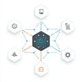 Abstract Network Diagram With Hexagonal Nodes And Digital Connections On White Background Royalty Free Stock Photo