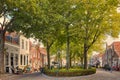 The central historic street with shops, bars and restaurants in the ancient Dutch city center of Veere in Zeeland, The Netherlands