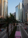 A photograph taken from the pedestrian bridge that runs over Connaught Road Central in Hong