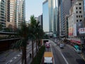 A photograph taken from the pedestrian bridge that runs over Connaught Road Central in