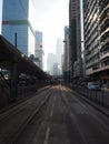 A street scene taken early in the morning with the famous double deck tram that runs