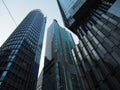 A view of the many modern skyscrapers along Queen`s Road Central in Hong Kong