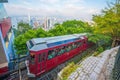 Central, Hong Kong - September 21, 2016 : The Peak tram, red tram to the peak Tower Royalty Free Stock Photo