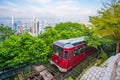 Central, Hong Kong - September 21, 2016 : The Peak tram, red tram to the peak Tower Royalty Free Stock Photo