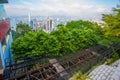 Central, Hong Kong - September 21, 2016 : railroad of tram to th Royalty Free Stock Photo