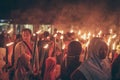 Central Java, Indonesia, June 12th 2018 : the torch parade is usually held to welcome the new year of Islam and Eid