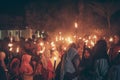 Central Java, Indonesia, June 12th 2018 : the torch parade is usually held to welcome the new year of Islam and Eid
