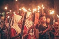 Central Java, Indonesia, June 12th 2018 : the torch parade is usually held to welcome the new year of Islam and Eid