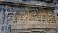 Central Java, Indonesia - 27/Sep/2019. Detail of relief Borobudur Temple / Candi Borobudur. Borobudur is the largest Buddist templ