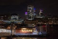 Central London at night Bank district of central London with office buildings UK