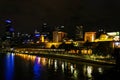 Central melbourne city river side skyline at night in australia Royalty Free Stock Photo