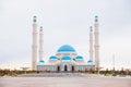 Central mosque of Astana city with four minarets, cathedral mosque. Astana Nur-Sultan, Kazakhstan - 10.24.2022