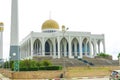 The Central Mosque Masjid of Songkhla with blue sky and white clould in Hatyai