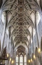 Central nave of the Berne Cathedral. Interior of the Berne Cathedral. Gothic cathedral