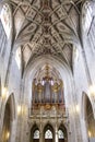 Central nave of the Berne Cathedral. Interior of the Berne Cathedral. Gothic cathedral