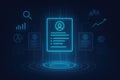 Futuristic Digital Resume and Data Visualization Icons with Network Grid technology Royalty Free Stock Photo