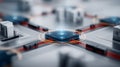 Central network hub chip with connection lines representing data routing, network architecture and system integration. Royalty Free Stock Photo