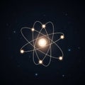With a central nucleus and multiple orbiting electrons, represented by Royalty Free Stock Photo
