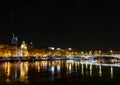 Central old town lyon city riverside at night in france Royalty Free Stock Photo