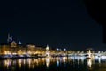 Central old town lyon city riverside at night in france Royalty Free Stock Photo