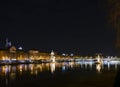 Central old town lyon city riverside at night in france Royalty Free Stock Photo