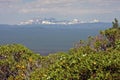 Central Oregon Cascades framed by Manzanita Royalty Free Stock Photo