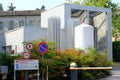 Central oxygen and liquid nitrogen. Entrance to the Lodi hospital emergency room with medical gas technical center