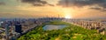 Central Park aerial view, Manhattan, New York. Park is surrounded by skyscraper. Royalty Free Stock Photo