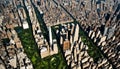 Central Park aerial view, Manhattan, New York Park is surrounded by skyscraper Royalty Free Stock Photo