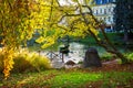 Central park in autumn - center of small west Bohemian spa town Marianske Lazne Marienbad - Czech Republic Royalty Free Stock Photo