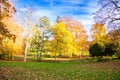 Central park in autumn - center of small west Bohemian spa town Marianske Lazne Marienbad - Czech Republic Royalty Free Stock Photo