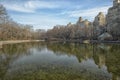 Central park, buildings reflection in a pond Royalty Free Stock Photo