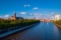 Central park city Kaliningrad Russia Fishing Village sunset summer day, aerial top view Royalty Free Stock Photo