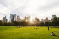 Central Park life in New York at sunset Royalty Free Stock Photo