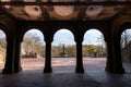 Central park in New York City. Bethesda Terrace and Bethesda fountain. Royalty Free Stock Photo