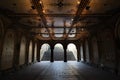 Central park in New York City. Bethesda Terrace and Bethesda fountain. Royalty Free Stock Photo