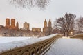 Central Park - New York City bow bridge after snow storm Royalty Free Stock Photo