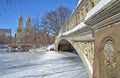 Central Park, New York City bow bridge in the winter. Royalty Free Stock Photo